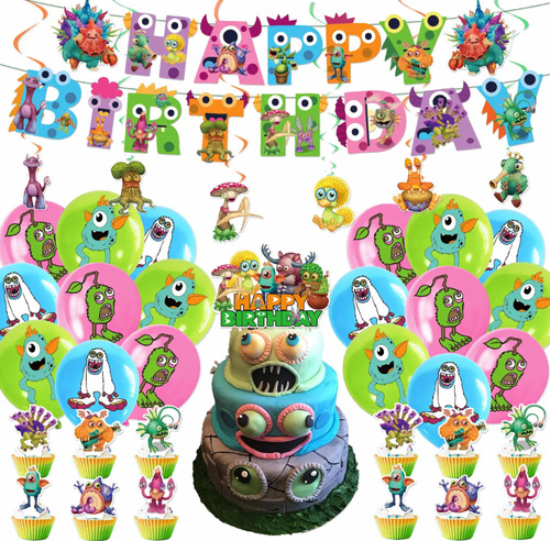 Kit Cumpleaños Globos Decoración Monster My Singing Monsters