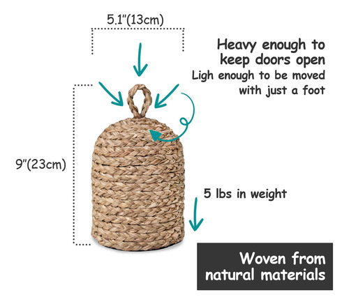 Pemar Tope De Puerta De Mimbre Natural Con Asa, Tope De De X Natural.