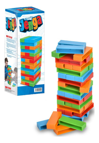 Jenga Gigante Colorido De Medio Metro