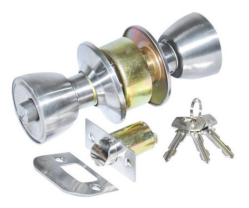 Imagen 4 de 8 de Cerradura Pomo Copa Acero Inoxidable Con Llave Y Boton