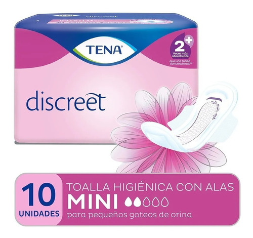 Toalla Higienica Con Alas Tena Mini Disceet Mujer X10 