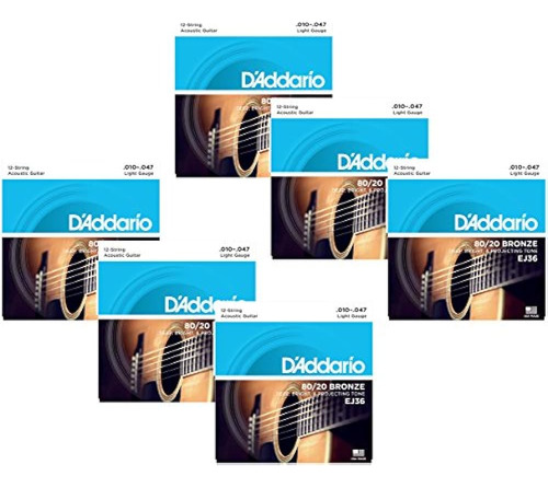 3-pack D'addario Ej36 12-string Bronze Acoustic Guitar Strin