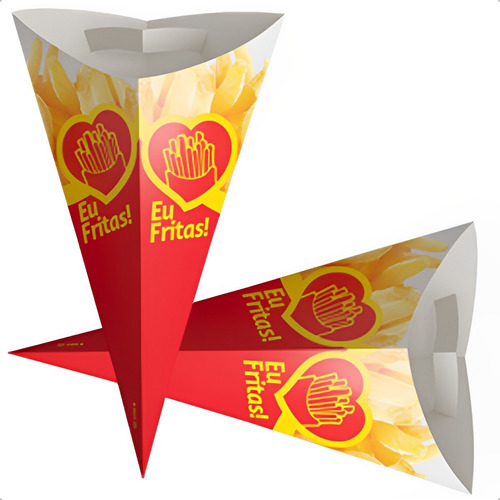 Caixa, Caixinha, Embalagem, Cone Batata Frita Gg - (200 Un)