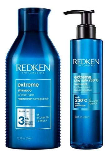Shampoo 500ml+ Protector Térmico Fortalecedor Redken Extreme