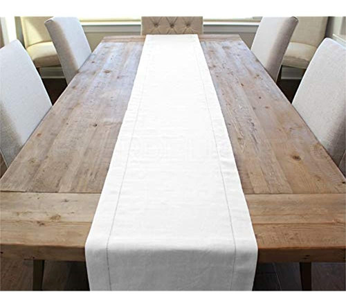 Cleverdelights White Hemstitched Table Runner 16 X 120 4555 