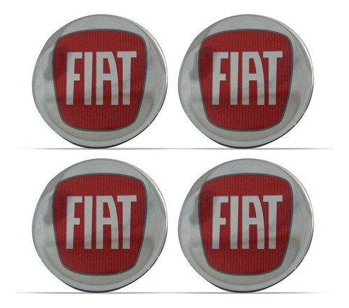 Kit Com 4 Emblema Fiat Roda Calota 48mm 51mm 58mm Vermelho