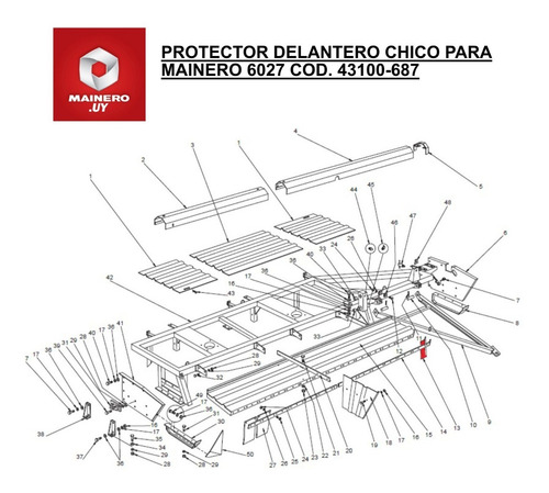 Imagen 2 de 2 de Protector Delantero Chico Para Mainero 6027 Cod. 43100-687