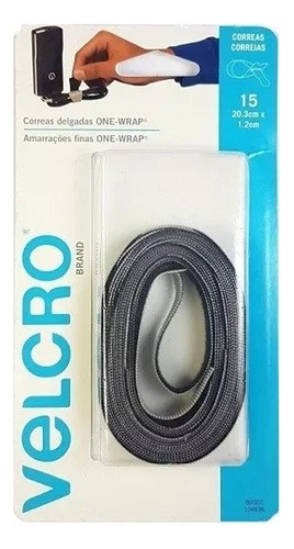 Velcro Correa 20,3cm X 1.2cm One Wrap Pre Cortada Gris 80007