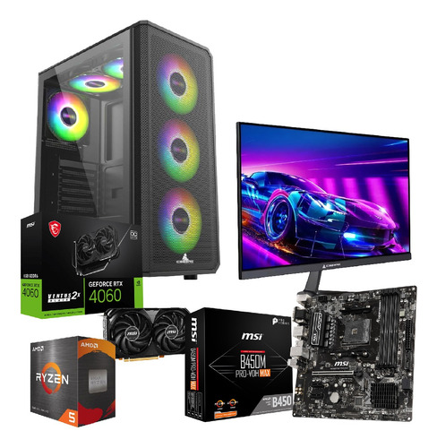 Pc Gamer Completo Ryzen 5500 Rtx 4060 8gb 16gb Ram Monitor24