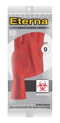 Guante Industrial Rojo Riesgo Biológico Cal 25 Talla 9