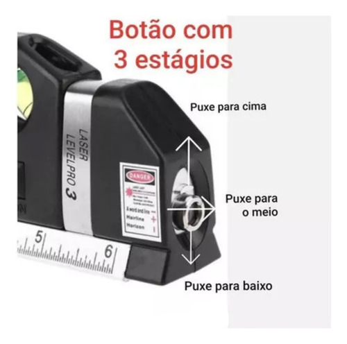 Nível A Laser 3 Linhas E Trena Régua Nivelador