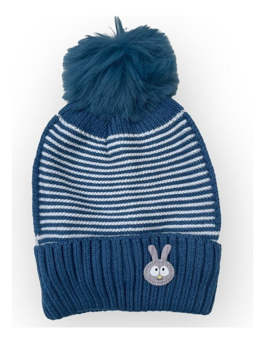 Gorrito Bebé Invierno Rayas Y Pompón