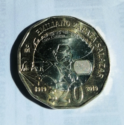 Moneda Conmemorativa $20 Pesos Emiliano Zapata