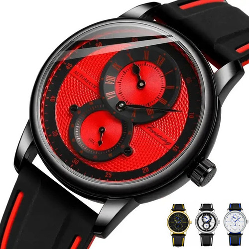 Reloj Automático De Silicona Con Esqueleto Para Hombre