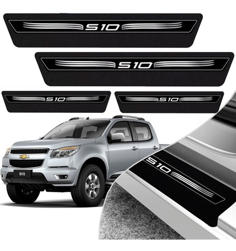 Kit 8 Peças Soleira Adesivo Porta Gm S10 2012 2013 2014 201