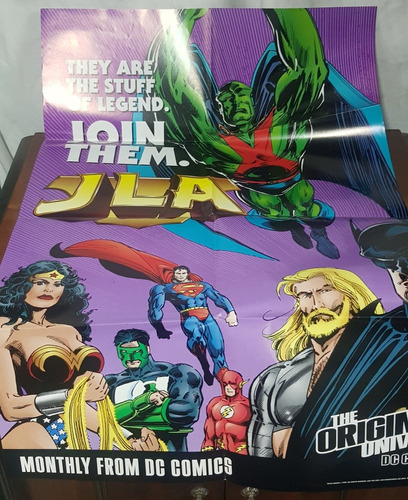 Poster Jla Promo 1998 Superman Batman Flash Vintage Aticos