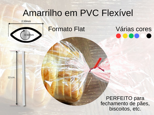 Saco C/ 1kg Amarrilho Fecho Lacre Arame Para Pão 13cm