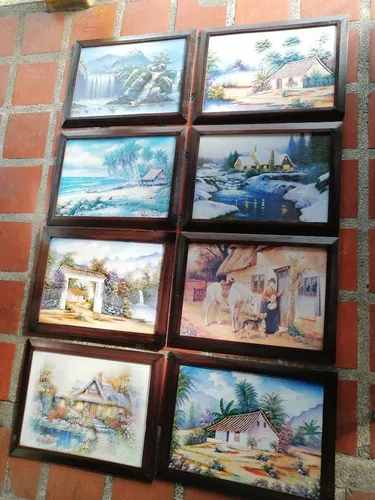 Cuadro Impreso Litografía Tema Paisajes Variado (Usado)