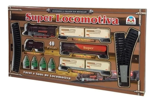 Super Locomotiva Luz Som 40 Pçs Trenzinho Ferrorama Braskit