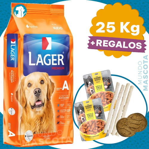 Comida Lager Premium Perro Adulto 22 + 2 Kg + Envío