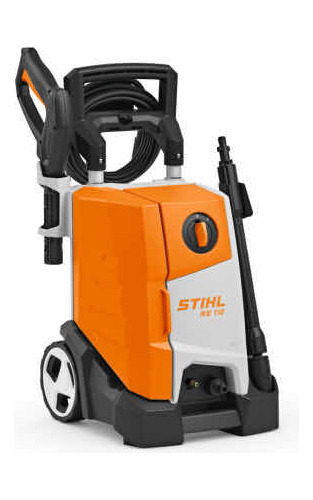 Lavadora de alta presión Stihl RE 110 blanca y naranja de 1,4 kW con 100 bar de presión máxima de 127 V