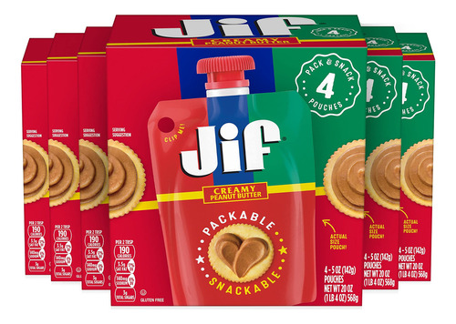 Jif Squeeze Crema De Mani Cremosa, Bolsas Resellables, 5 Onz