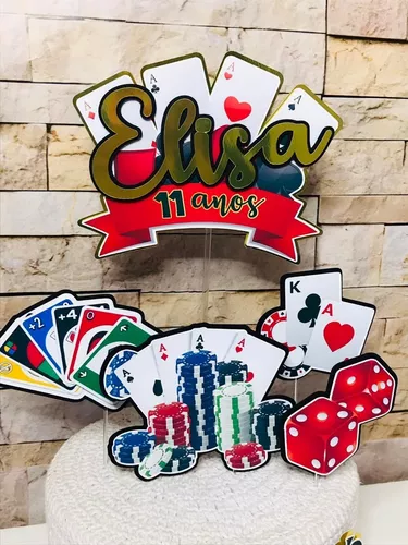 Topo De Bolo Personalizado Cassino Jogos Uno