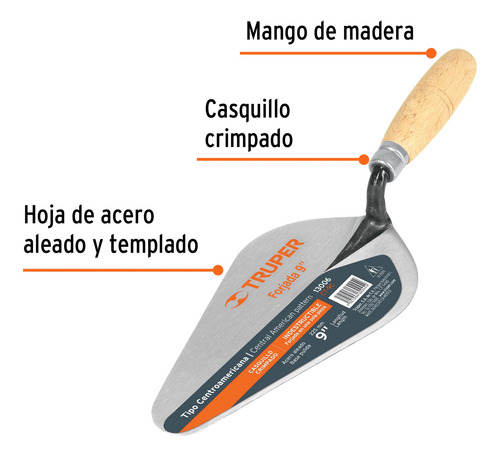 Cuchara Albañil Centroamericana 9´ Yeso Obra Mezcla 13006