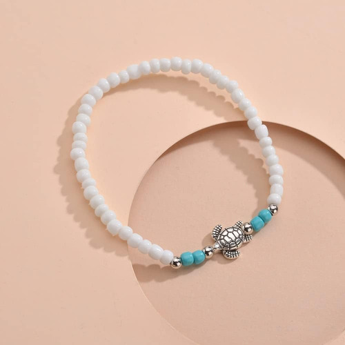 Tobillera De Tortuga Cliory, Pulsera De Tobillo Con Cuentas