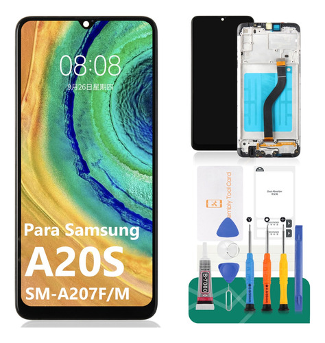 Para Samsung Galaxy A20s A207 Pantalla Táctil Lcd Con Marco