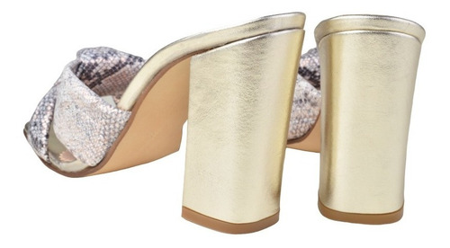 Zuecos Sandalias Taco Alto De Mujer De Cuero Knot - Ferraro