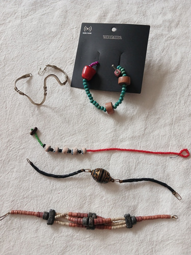 Lote X4 Pulseras Canutillos Metal Hippie Moda India 