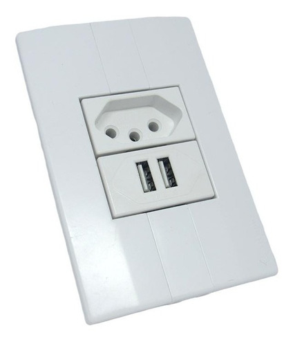 Espelho Modular 4 X 2 Com Módulos Usb E Tomada Cor Branco