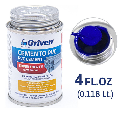 Pega Pvc Soldar Agua Fria 1/32 Azul 118ml Griven (pack X 2)