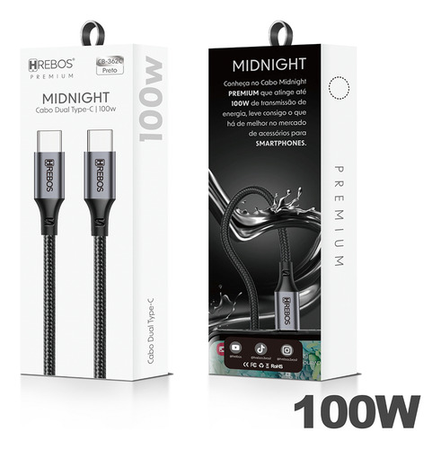 Cabo Usb Tipo C 100w Trançado Para Samsung S22 S23 S24 S25