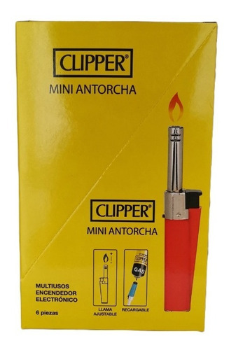 Encendedor Clipper Minitube Branded Recargable Pack 6pz 