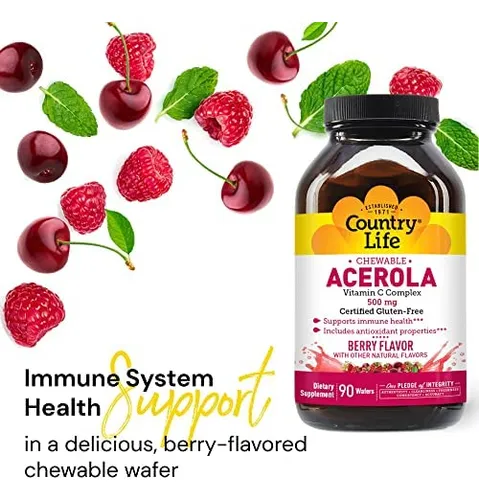 Country Life Acerola 500mg Clausable Vitamina C Antioxidante