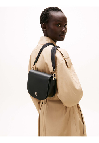 Bolso Negro Saddle Mensajero De Mujer Tommy Hilfiger
