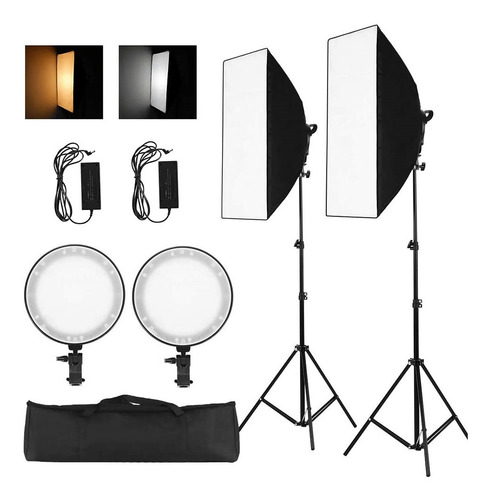 Kit Iluminação Led Sl027 Bi-color 60w Softbox 50x70 E Tripés