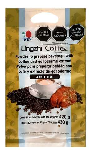 Café Lingzhi 3 En 1 Lite Dxn Instantaneo, Cremoso 20 Sobres