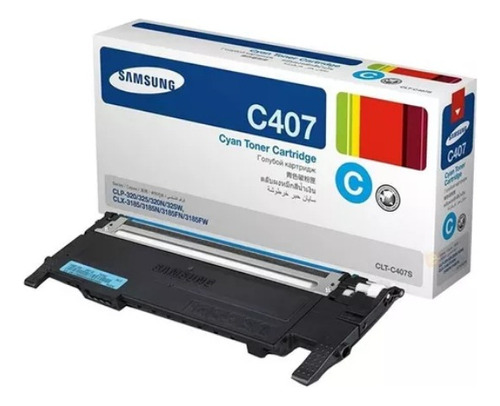 Toner Samsung 407 C407s Cian Original Clp320 325w Clx-3185