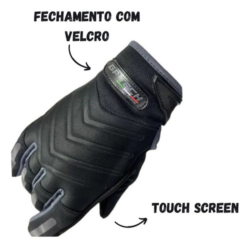 Kit Motociclsta Jaqueta Resistente Agua + Luva Touch Gp Tech