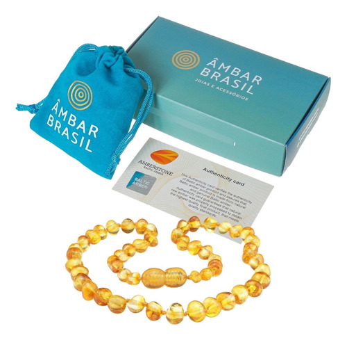 Colar Âmbar Brasil Para Bebês Original Com Certificado