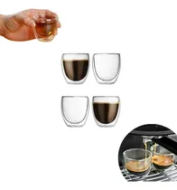 Comprar Kit 4 Copos Parede Dupla Camada De Vidro Café 80ml