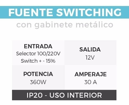 Imagen 3 de 8 de Fuente Transformador Switching Metalica 12 V 29 A 350 Watt