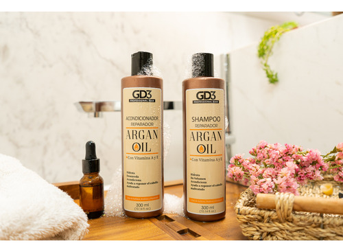 Kit Shampoo Y Acondicionador Argan Gd3 Sin Sulfatos 300 Ml