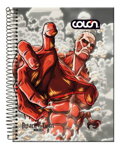 Cuaderno Triple  Attack On Titan 7mm 150h, Tapa Dura 