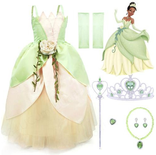 Vestido Tiana Para Cosplay De La Princesa Y El Sapo, Con Flo