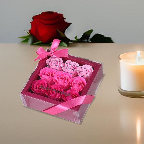 5 Juego De Jabón De Flores De Rosas En Caja De Degradado