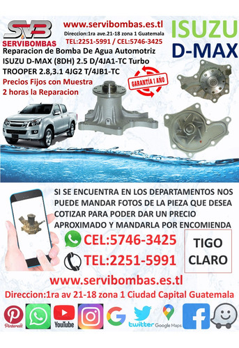 Bomba De Agua Automotriz Isuzu Npr 4bd1,4bd2 3.9 Turbo